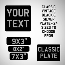 BLACK & SILVER Classic Flexible Vintage Motorcycle Motorbike Show Number Plate