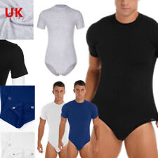 UK Mens Short Sleeve Jumpsuit Sport Singlet Leotard Underwear Wrestling Bodysuit