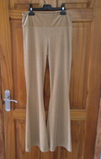 URBAN OUTFITTERS - BEIGE, RIBBED VELVET, FLARED TROUSERS - SIZE SMALL