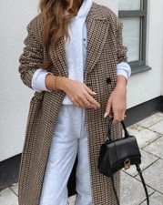 ZARA ZW Collection Check Plaid Coat Ecru/Yellow 2024/25 Season UK S BNWT RRP£179