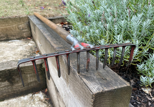 Vintage garden rake raised - vintage,
