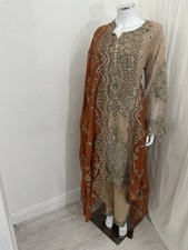 New Beige And Orange Shalwar Kameez Size XL