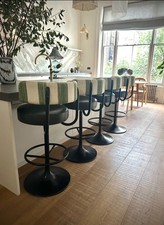 2 Bar Stools Leather Seat Pad Back Rest Designer Fabric