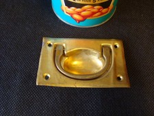 1 x Salvaged Brass Finish Flush Sunken Drop Handle Recessed Drawer Door Upcycle