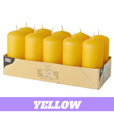 PILLAR CANDLES 40MM X 90MM LONG LIFE MANY COLOURS PACK OF 4 6 8 CHURCH CANDLES.