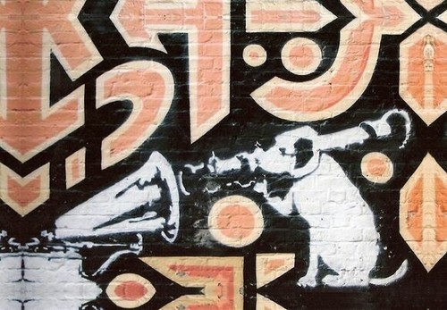 Banksy street artist hmv dog - banksy,