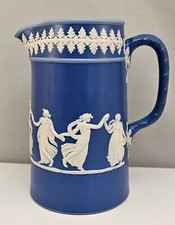 Vtg Pitcher Blue & White