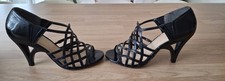 Stunning Patent Black Caged Stilletto Heels Size 6 39. Unusual design.