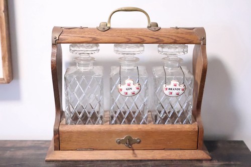 French oak tantalus set - tantalus, 3