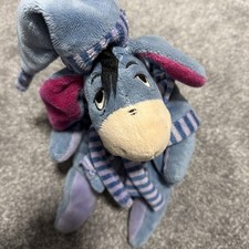 Disney Eeyore Wearing Dressing Gown And Bed Cap.Detachable Tail. Plush Soft Toy.