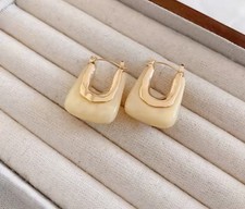 Resin Hoop Earring Geometric Irregular Metal Acrylic Fashion Jewelry