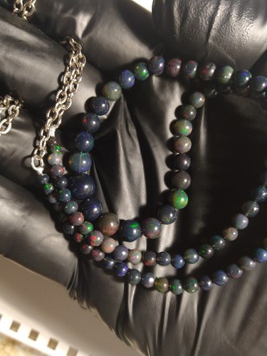 Natural black opal - opal, sphere