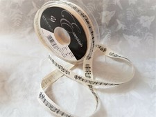 Berisfords MUSIC NOTE - musical Charcoal on Cream natural 'style' ribbon - 15mm