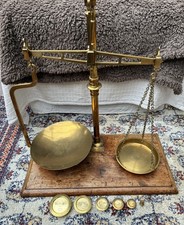 Antique set brass weighing - antique,