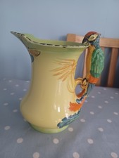 Vintage 1930s/1940s Burleigh Ware Ceramic Jug Vase With Parrot Handle