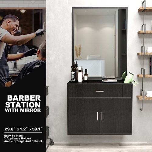 Black wall mounted salon - black,