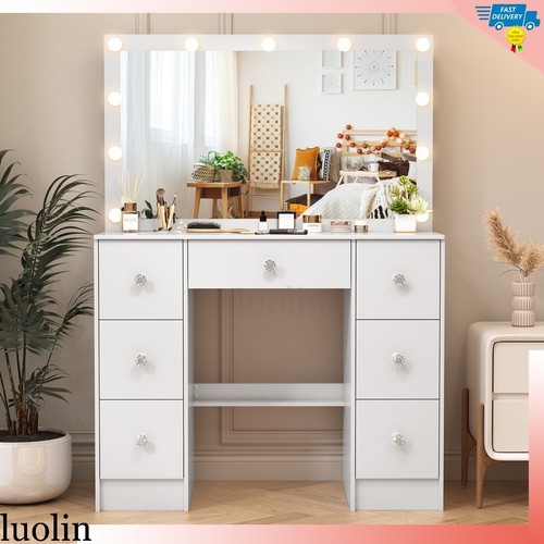 White makeup desk large - desk,
