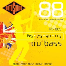 Rotosound RS88S Black Nylon Standard Gauge Flatwound Bass Strings Short Scale (
