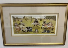 Linda Jane Smith Limited Edition Framed cat  print The Garden party 137/850