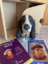 VTG BOSSONS Black & White COCKER SPANIEL Dog CHALK WARE Wall sculpt Plaque No103