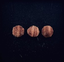 Vintage Brown Corduroy Fabric 8mm Round Shank Buttons x 3 - Pre-owned