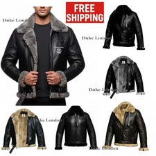 Men's B3 Raf Real Sheep Skin Leather Jacket Aviator Flying Bomber Coat Organized