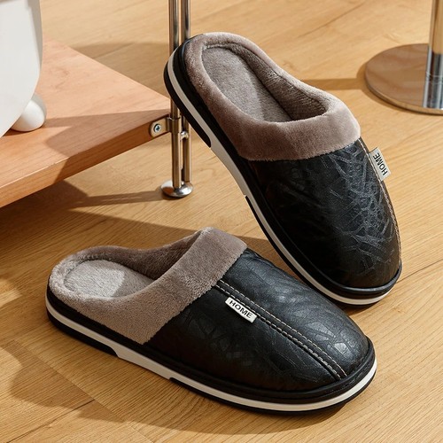 Men winter slippers pu - men's,