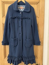 AVOCA RENAISSANCE TEAL WOOL COAT VINTAGE STYLE UK 14