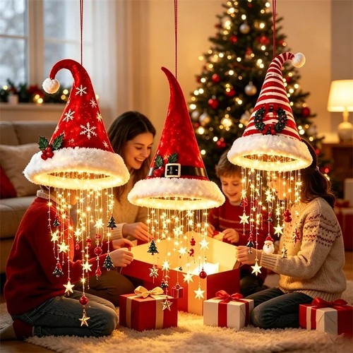 Lighted santa hat hanging - lighted,