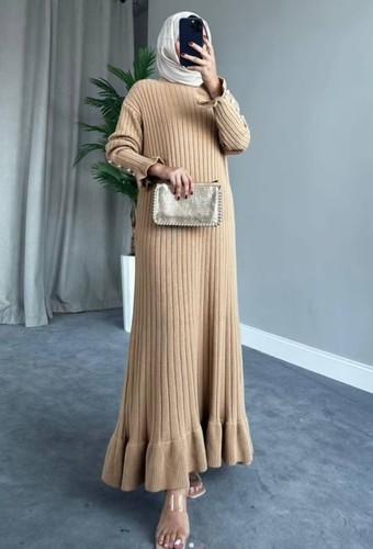 Women camel knitted dress - women’s,