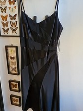 Marks & Spencer Autograph Bias Cut Black Satin Dress Size 16 Beautiful LBD