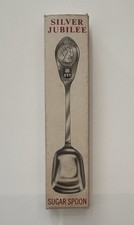 1977 Sheffield Stainless Steel Sugar Spoon Queen Elizabeth II Silver Jubilee