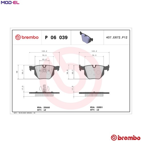 Brake pad set - brake, 06