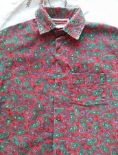 Vintage Michael De Leon Boy's Red Green Purple Paisley Cotton Shirt Age 4