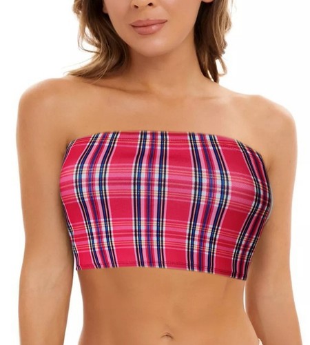 New tartan printed boob tube - tartan,