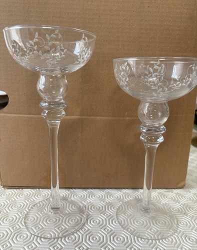 Set clear etched - 2, floral
