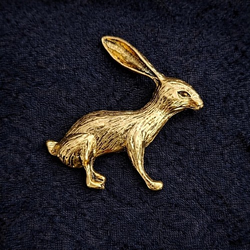 Hare brooch gold - gold, vintage