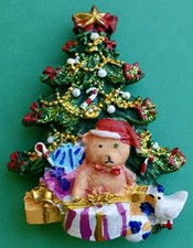 Souvenir Fridge Magnet Christmas Time Tree And Teddy Bear