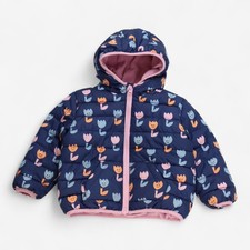 John Lewis, Coat Navy Puffer With Happy Tulips, 2-3 Years DDF21A363D2C/1