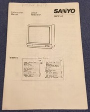 Sanyo 21” CRT Monitor Colour Cathode Ray Tube CBP2162 TV instruction User Manual