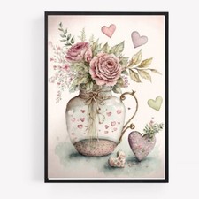 cream pink roses  Vintage