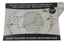 DEEP FILLED SUPER KING MATTRESS TOPPER 100 % COTTON COVER AS NEAR PERFECT H964
