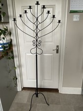 Vintage Handcrafted Wrought Iron 9 Arm Floor Standing Candelabra Black