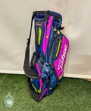 Used Titleist 2015 Stand/Carry Golf Bag Lime Navy/Purple/Lime 5-Way 7 Pockets