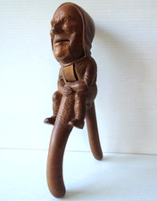 Antique Black Forest Carved Wood Full Body Gnome Nutcracker
