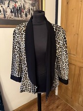 simon jeffrey Leopard Print Waterfall Front Dress Jacket With Shoulder Pads 16