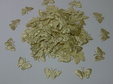 100 Fabric Gold Glittery Butterfly Motifs- Card Scrapbook and Wedding
