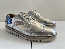 Zara Metallic Womens Shoes UK5 EU38 Brogues Silver Fast Free Post UK Very Good