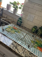 Vintage  MCM 1960’s Gold Tone Stainless Steel Wire Dish Drainer Rack