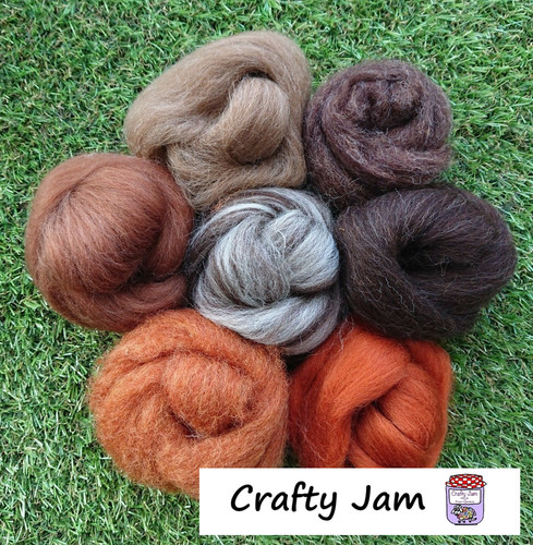 Felting wool brown tones - brown, for